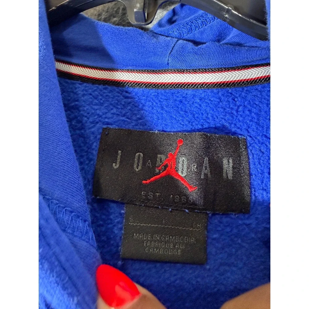 Jordan Mens Jumpman Flight Pullover Hoodie Blue Size Small Graphic Sweatshirt